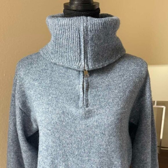 NWT All in Favor Sweater Dress gray-blue, high collar with zipper, size XS - Picture 3 of 16